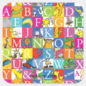 Dr. Seusss ABC Colorful Block Letter Pattern Square Sticker