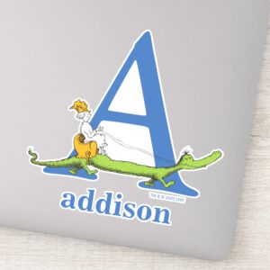 Dr. Seusss ABC Letter A White Add Your Name Sticker