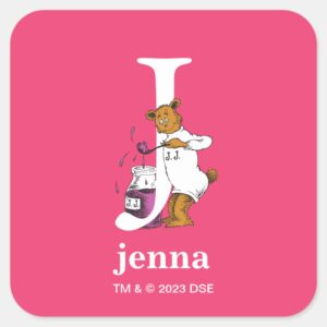 Dr. Seusss ABC Letter J White Add Your Name Square Sticker