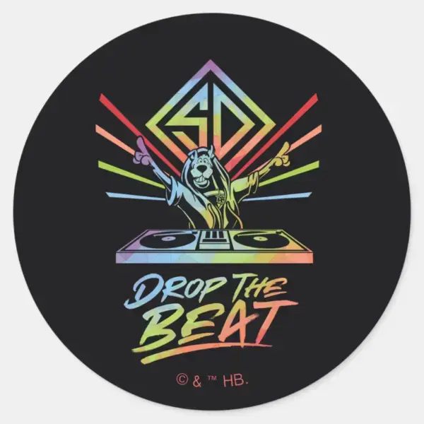 Drop_the_Beat__DJ_Scooby-Doo_Classic_Round_Sticker_1 Drop The Beat DJ Scooby Doo Classic Round Sticker