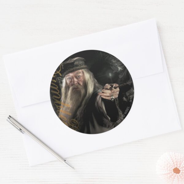 Dumbledore_Script_Logo_Classic_Round_Sticker_3 Dumbledore Script Logo Classic Round Sticker