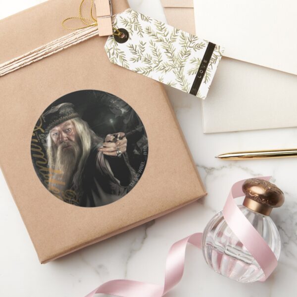 Dumbledore_Script_Logo_Classic_Round_Sticker_5 Dumbledore Script Logo Classic Round Sticker