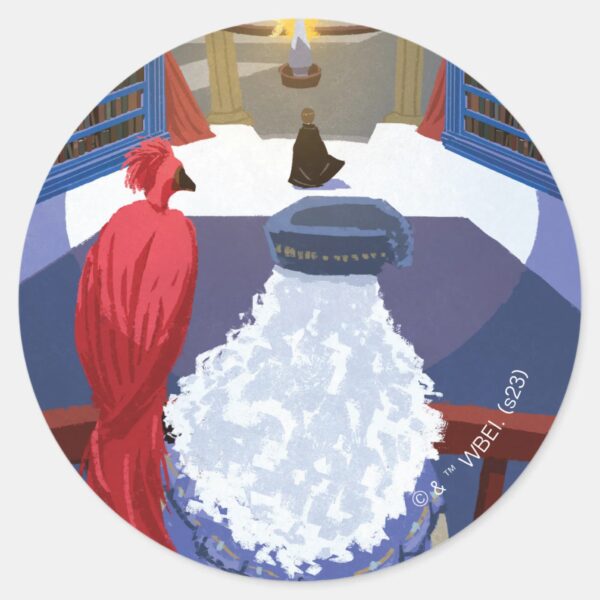 Dumbledore_&_Fawkes_on_Balcony_Classic_Round_Sticker_1 Dumbledore Fawkes On Balcony Classic Round Sticker