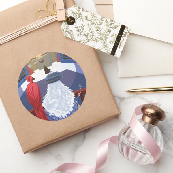 Dumbledore_&_Fawkes_on_Balcony_Classic_Round_Sticker_5 Dumbledore Fawkes On Balcony Classic Round Sticker