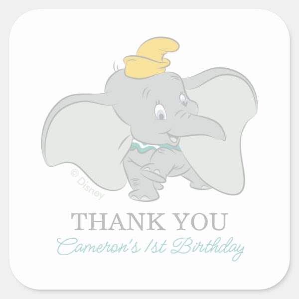Dumbo_1st_Birthday_-_Thank_You_Square_Sticker_1 Dumbo 1st Birthday Thank You Square Sticker