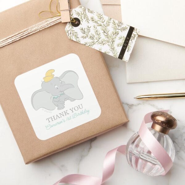Dumbo_1st_Birthday_-_Thank_You_Square_Sticker_5 Dumbo 1st Birthday Thank You Square Sticker
