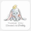 Dumbo Watercolor 1st Birthday Thank You Square Sticker