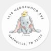 Dumbo Watercolor Birthday Address Classic Round Sticker