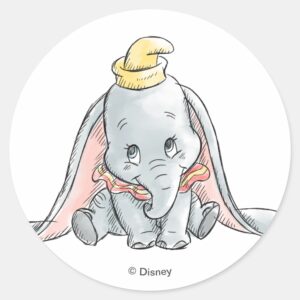 Dumbo Watercolor Classic Round Sticker