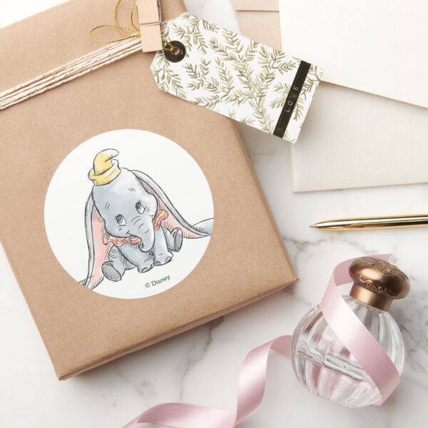 Dumbo_Watercolor_Classic_Round_Sticker_5 Dumbo Watercolor Classic Round Sticker
