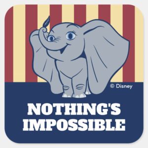 Dumbo Cartoon Dumbo Holding Up Feather Square Sticker