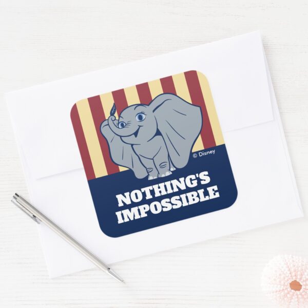 Dumbo___Cartoon_Dumbo_Holding_Up_Feather_Square_Sticker_3 Dumbo Cartoon Dumbo Holding Up Feather Square Sticker