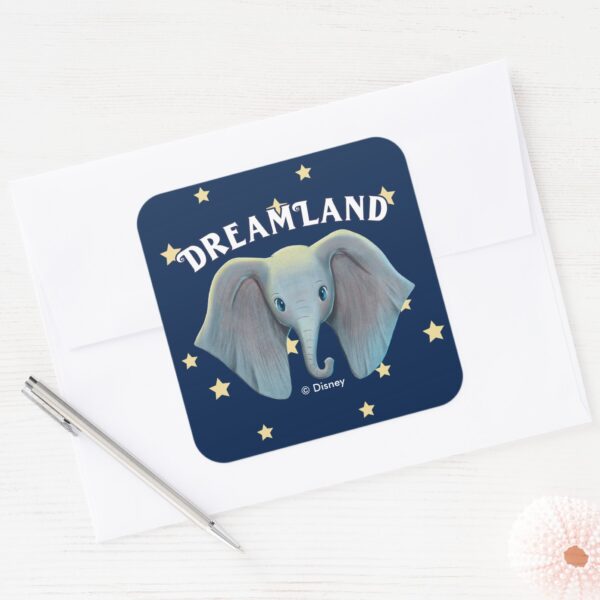 Dumbo___Cute_Large_Ears_Painted_Art_Square_Sticker_3 Dumbo Cute Large Ears Painted Art Square Sticker