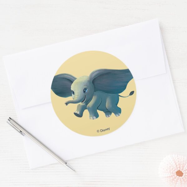 Dumbo___Flying_Dumbo_Painted_Art_Classic_Round_Sticker_3 Dumbo Flying Dumbo Painted Art Classic Round Sticker
