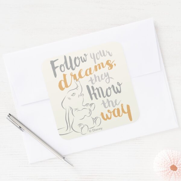 Dumbo___Follow_Your_Dreams_Square_Sticker_3 Dumbo Follow Your Dreams Square Sticker