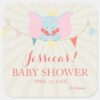 Dumbo___Girl_Baby_Shower_Square_Sticker_1 Dumbo Girl Baby Shower Square Sticker