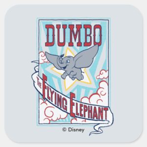 Dumbo The Flying Elephant Circus Art Square Sticker