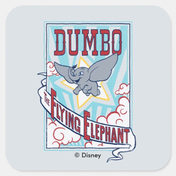 Dumbo____The_Flying_Elephant__Circus_Art_Square_Sticker_1 Dumbo The Flying Elephant Circus Art Square Sticker