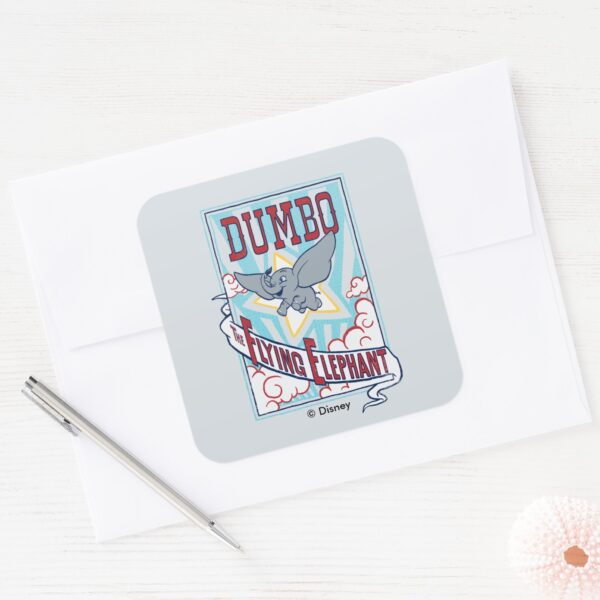 Dumbo____The_Flying_Elephant__Circus_Art_Square_Sticker_3 Dumbo The Flying Elephant Circus Art Square Sticker