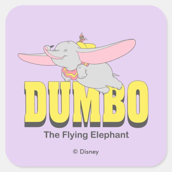 Dumbo_the_Flying_Elephant_Square_Sticker_1 Dumbo The Flying Elephant Square Sticker