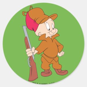 ELMER FUDD™ With Gun Classic Round Sticker