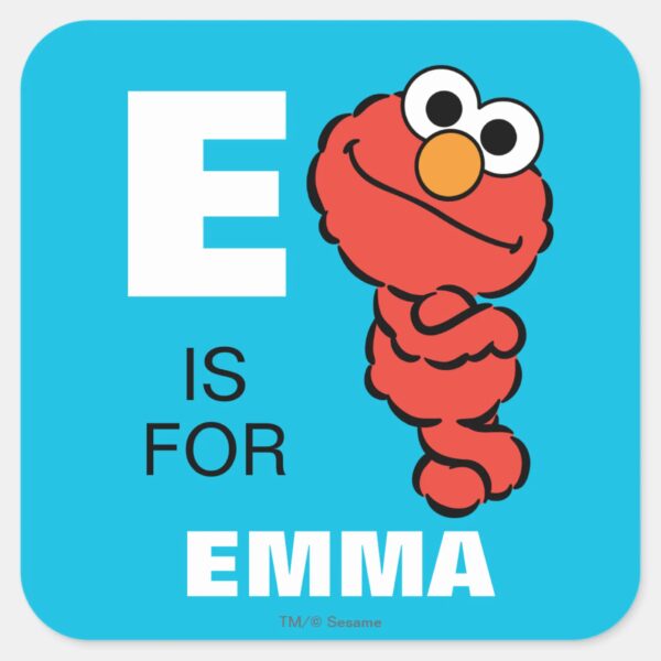 E_is_for_Elmo___Add_Your_Name_Square_Sticker_1 E Is For Elmo Add Your Name Square Sticker