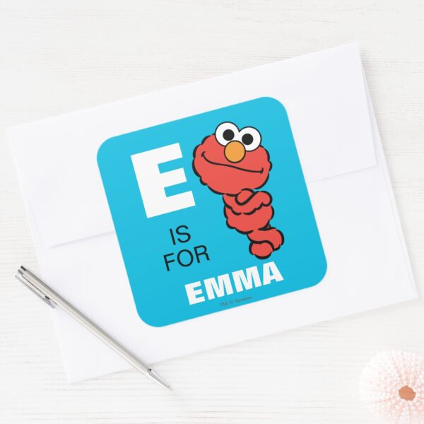 E_is_for_Elmo___Add_Your_Name_Square_Sticker_3 E Is For Elmo Add Your Name Square Sticker