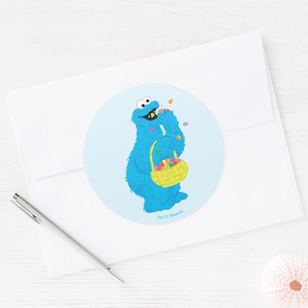 Easter_Cookie_Monster_Classic_Round_Sticker_3 Easter Cookie Monster Classic Round Sticker