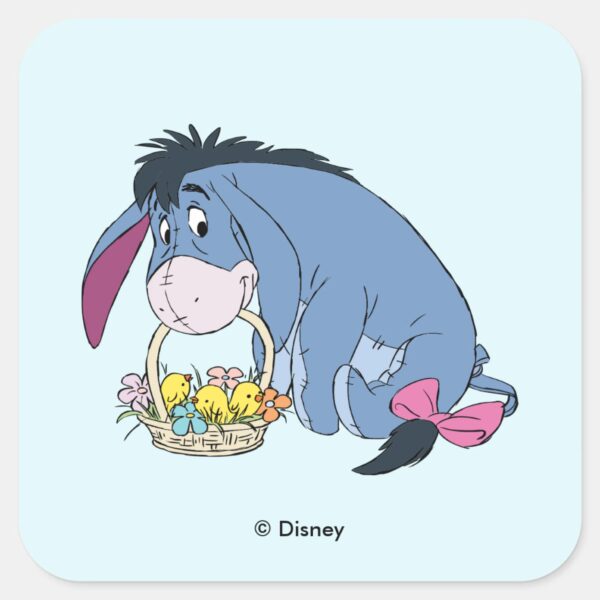 Eeyore_Holding_Easter_Basket_Full_of_Baby_Chicks_Square_Sticker_1 Eeyore Holding Easter Basket Full Of Baby Chicks Square Sticker