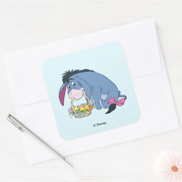 Eeyore_Holding_Easter_Basket_Full_of_Baby_Chicks_Square_Sticker_3 Eeyore Holding Easter Basket Full Of Baby Chicks Square Sticker