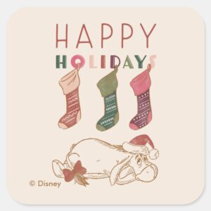 Eeyore___Happy_Holidays_Square_Sticker_1 Eeyore Happy Holidays Square Sticker