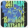 Electric_Up_Batman_Running_Through_Typography_Square_Sticker_1 Electric Up Batman Running Through Typography Square Sticker