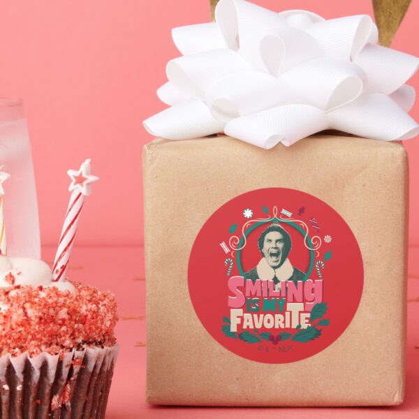 Elf_-_Smiling_is_My_Favorite_Classic_Round_Sticker_6 Elf Smiling Is My Favorite Classic Round Sticker