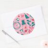Elf Holiday Framed Icon Pattern Classic Round Sticker