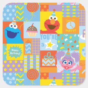 Elmo,_Abby,_and_Cookie_Monster_Birthday_Pattern_Square_Sticker_1 Elmo Abby And Cookie Monster Birthday Pattern Square Sticker