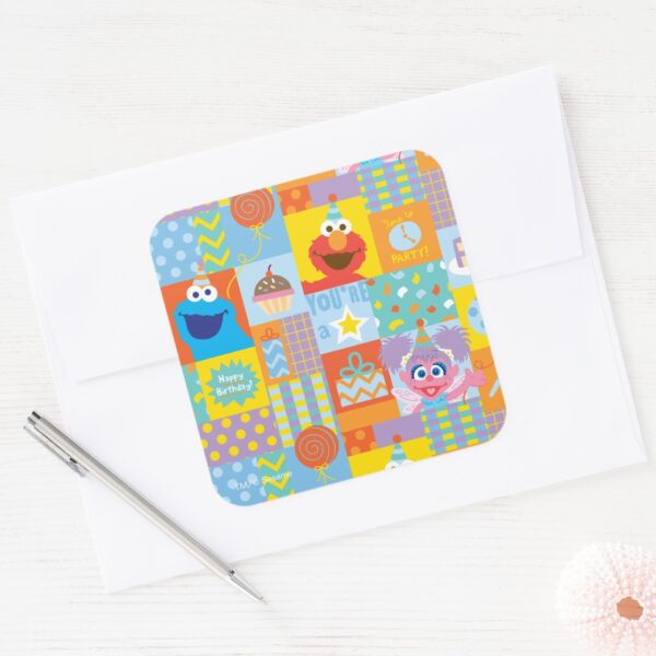 Elmo,_Abby,_and_Cookie_Monster_Birthday_Pattern_Square_Sticker_3 Elmo Abby And Cookie Monster Birthday Pattern Square Sticker