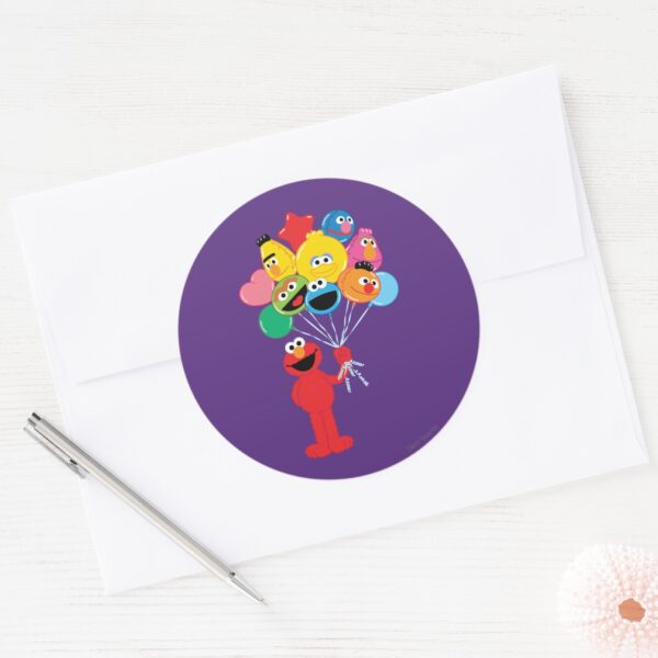 Elmo_Balloons_Classic_Round_Sticker_3 Elmo Balloons Classic Round Sticker