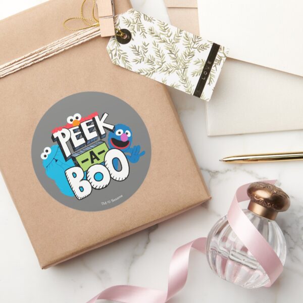 Elmo,_Cookie_&_Grover___Peek-a-Boo_Classic_Round_Sticker_5 Elmo Cookie Grover Peek A Boo Classic Round Sticker