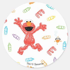 Elmo Crayon Pattern Classic Round Sticker
