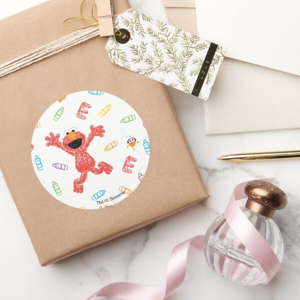 Elmo_Crayon_Pattern_Classic_Round_Sticker_5 Elmo Crayon Pattern Classic Round Sticker