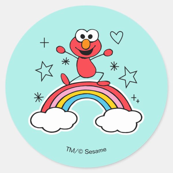 Elmo_Rainbow_Doodley_Graphic_Classic_Round_Sticker_1 Elmo Rainbow Doodley Graphic Classic Round Sticker