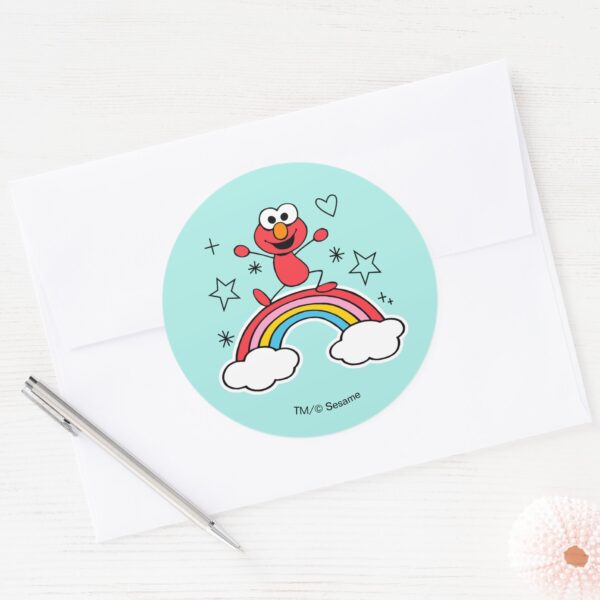 Elmo_Rainbow_Doodley_Graphic_Classic_Round_Sticker_3 Elmo Rainbow Doodley Graphic Classic Round Sticker