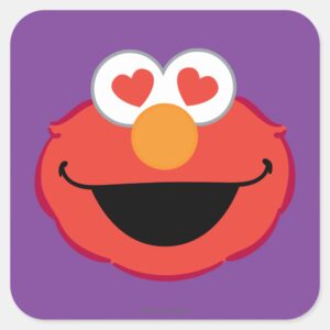 Elmo Smiling Face With Heart Shaped Eyes Square Sticker