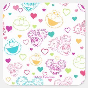 Elmo_&_Abby_Cadabby_Valentine_Hearts_Pattern_Square_Sticker_1 Elmo Abby Cadabby Valentine Hearts Pattern Square Sticker