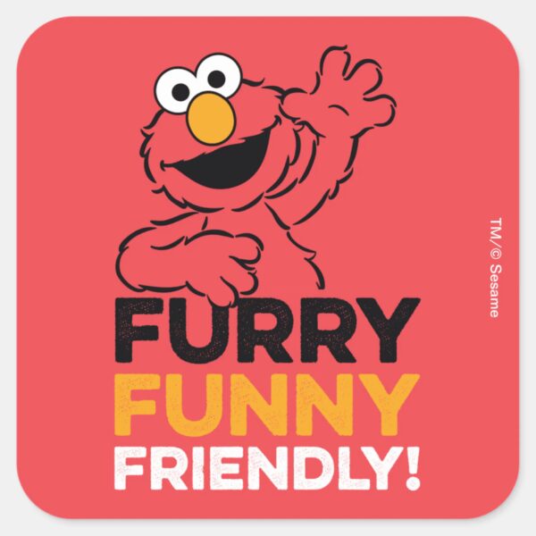 Elmo___Furry_Funny_Friendly_Square_Sticker_1 Elmo Furry Funny Friendly Square Sticker