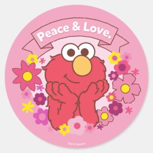 Elmo___Peace_&_Love_Classic_Round_Sticker_1 Elmo Peace Love Classic Round Sticker