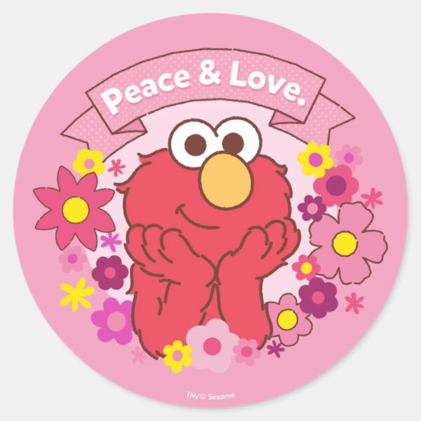 Elmo___Peace_&_Love_Classic_Round_Sticker_1 Elmo Peace Love Classic Round Sticker