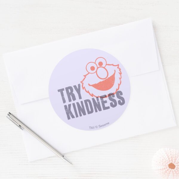 Elmo___Try_Kindness_Classic_Round_Sticker_3 Elmo Try Kindness Classic Round Sticker