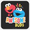 Elmo_and_Cookie_Awesome_Buds_Square_Sticker_1 Elmo And Cookie Awesome Buds Square Sticker