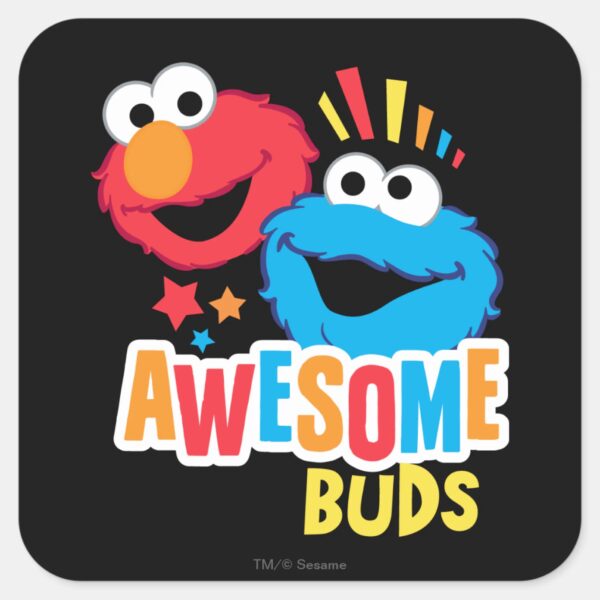 Elmo_and_Cookie_Awesome_Buds_Square_Sticker_1 Elmo And Cookie Awesome Buds Square Sticker